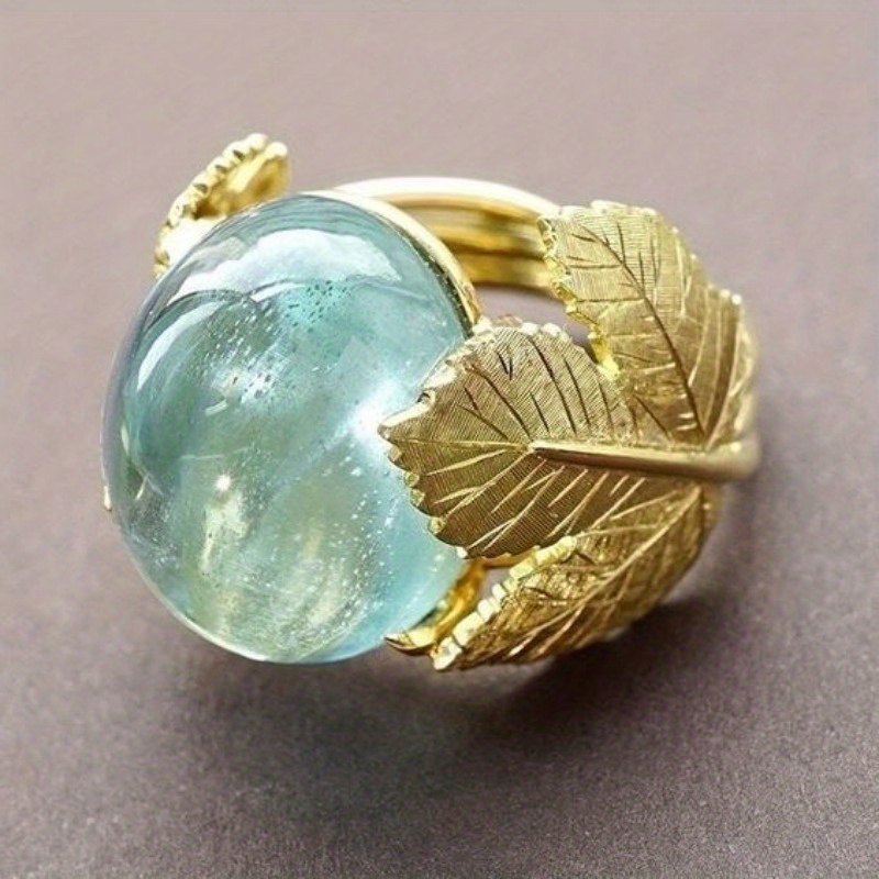 Boho-Chic Vintage Maple Leaf Ring with Stone